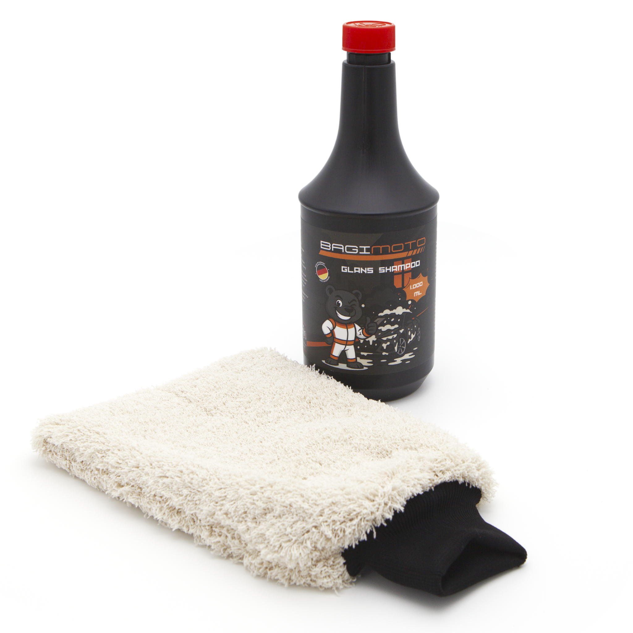 Bagimoto glans shampoo 1 liter met washandschoen